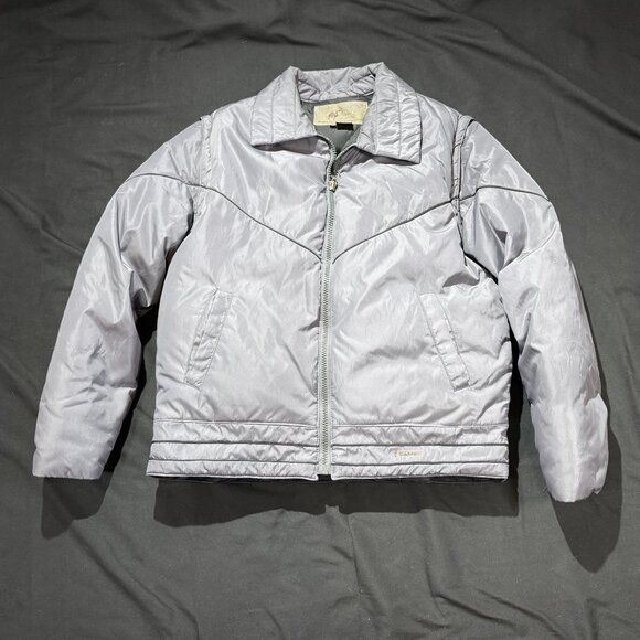 Camel Goose Down Jacket VINTAGE XL Gray Very Heavy 70s/80s - Picture 2 of 9